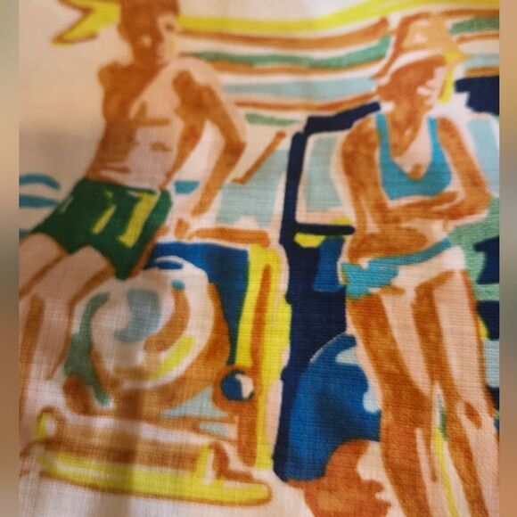 J CREW RARE VINTAGE Ivory Skirt with Beach Surfing Scene Print - Picture 10 of 11